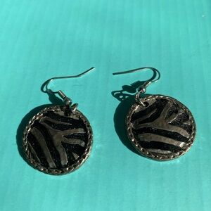 Silver and Black Dangle Earrings